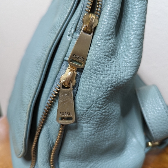 Fossil Claire Aqua Teal Leather Backpack - Picture 8 of 14